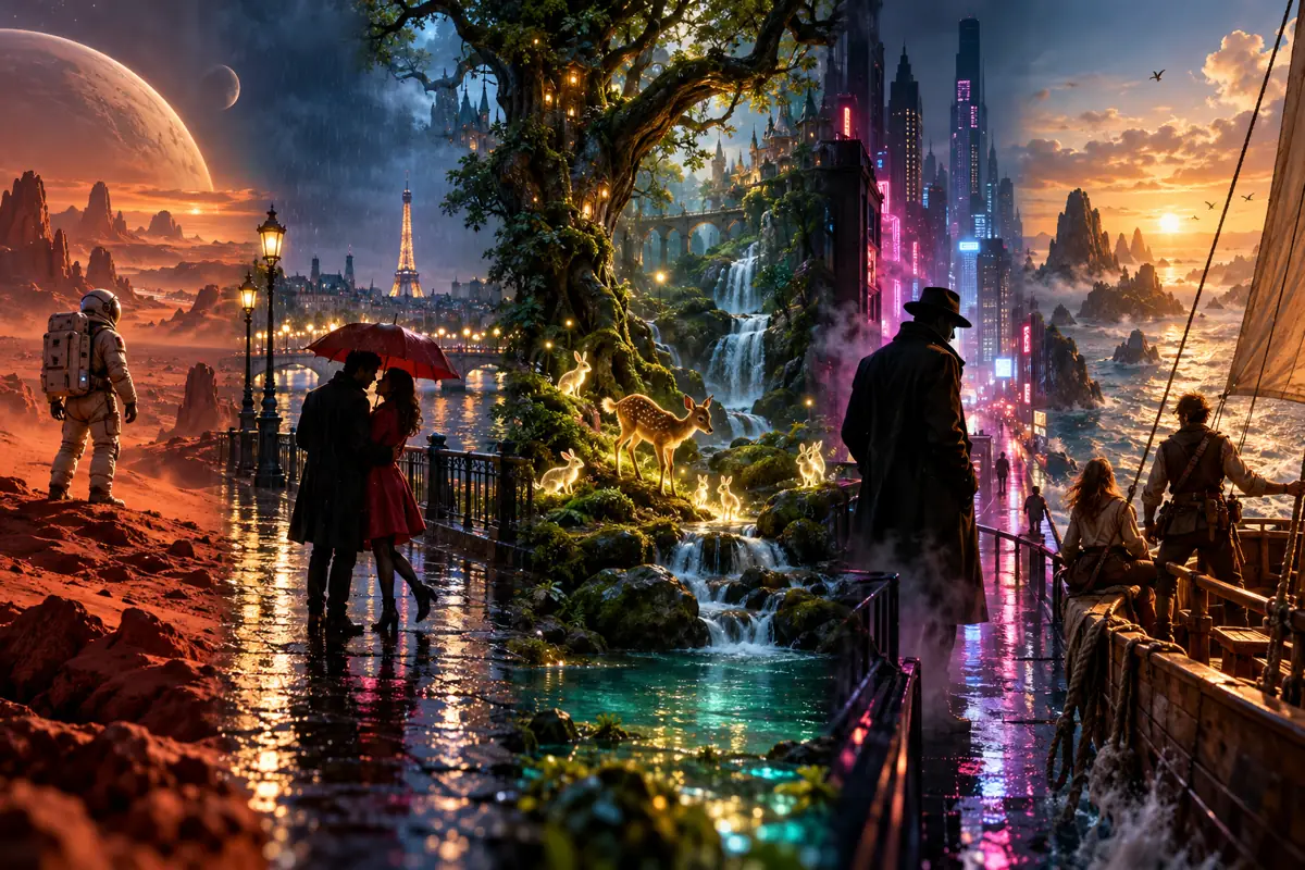 Univers de cinéma illustrés pour présenter l’expérience de télévision